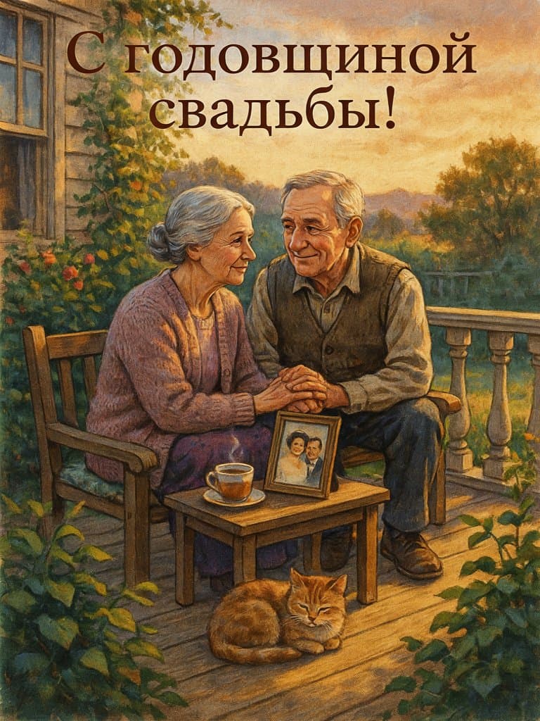 С годовщиной свадьбы — пример открытки, сделанной нейросетью