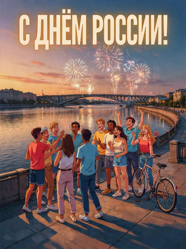 С Днём России — пример открытки, сделанной нейросетью